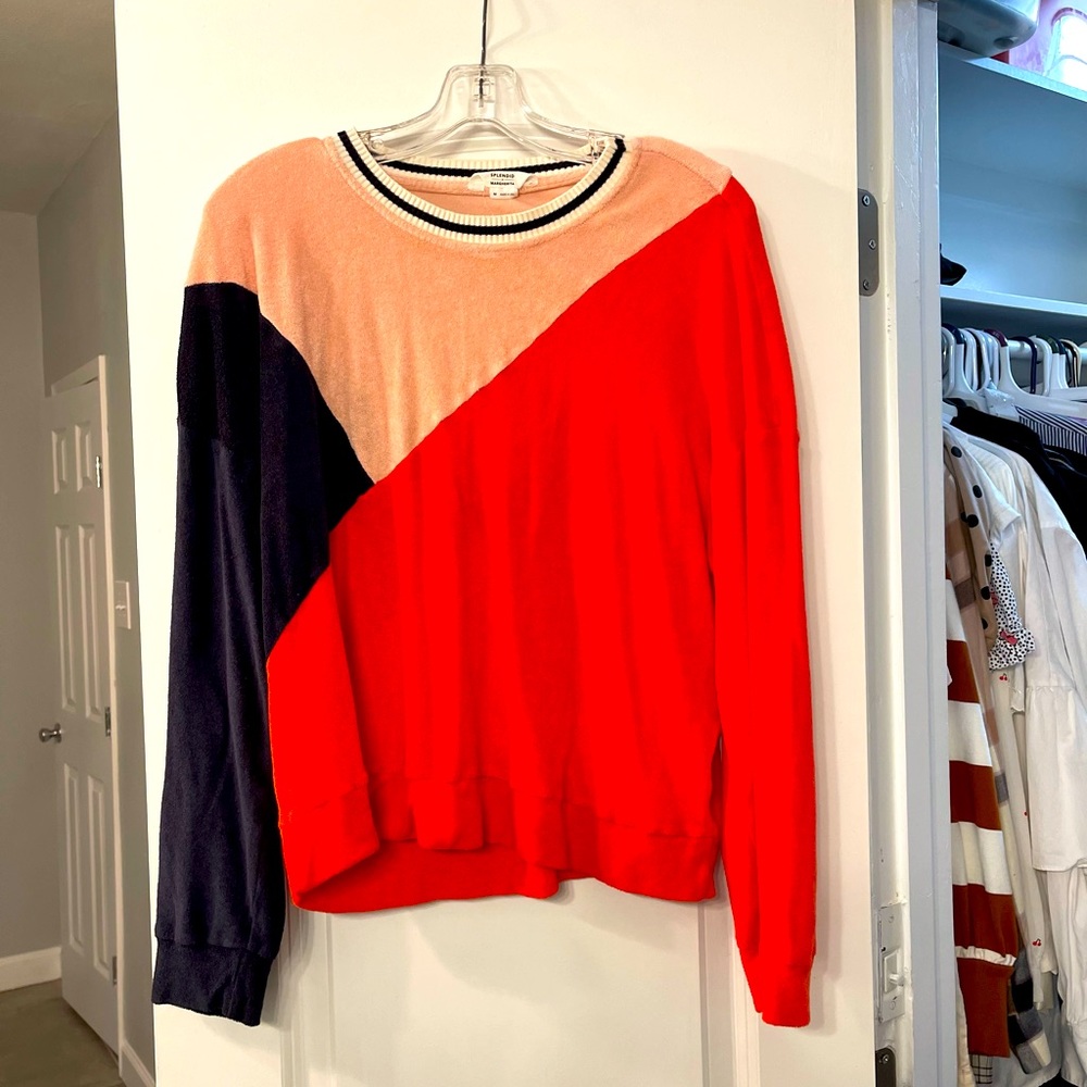 Splendid -X Margherita Color Block Terry Cloth Sweatshirt
